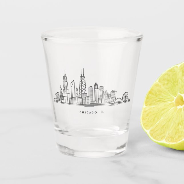 Chicago IL Stadtbild-Illustration Schnapsglas (Vorderseite)