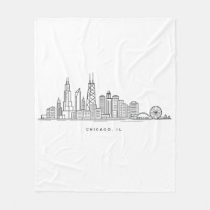Chicago IL Stadtlandschaft Illustration Fleecedecke