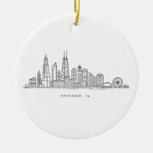 Chicago IL Stadtlandschaft Illustration Keramik Ornament