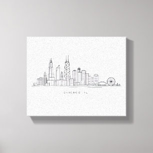 Chicago IL Stadtlandschaft Illustration Leinwanddruck