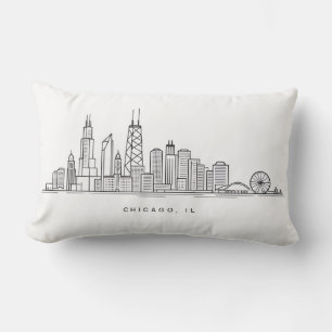 Chicago IL Stadtlandschaft Illustration Lendenkissen
