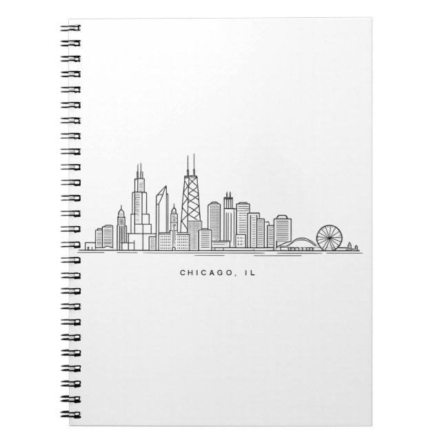 Chicago IL Stadtlandschaft Illustration Notizblock (Vorderseite)