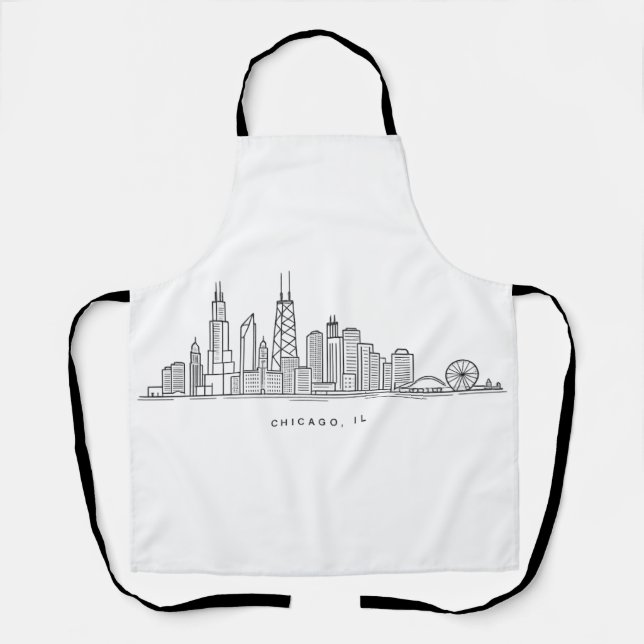 Chicago IL Stadtlandschaft Illustration Schürze (Vorderseite)