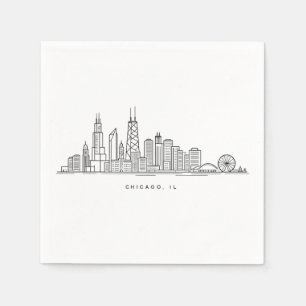 Chicago IL Stadtlandschaft Illustration Serviette