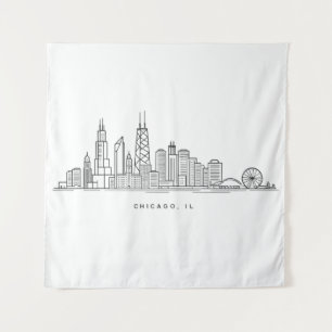Chicago IL Stadtlandschaft Illustration Wandteppich
