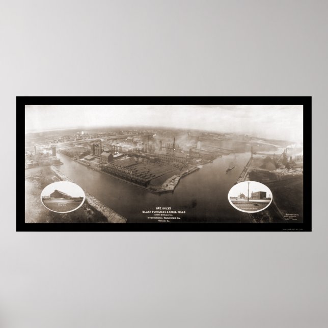 Chicago, IL Steel Mill Foto 1907 Poster (Vorne)