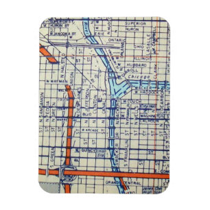Chicago, IL Vintag Map Magnet