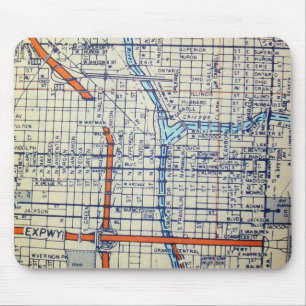 Chicago, IL Vintage Karte Mousepad