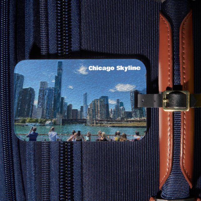 Chicago, Illinois Abstrakt Skyline Gepäckanhänger (Vorderseite Insitu 4)