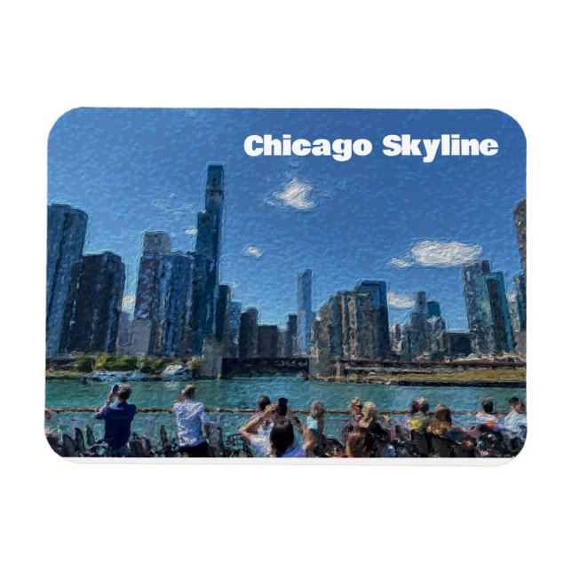 Chicago, Illinois Abstrakt Skyline Magnet (Horizontal)