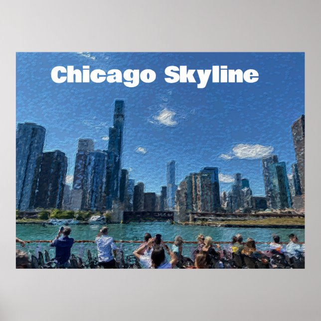 Chicago, Illinois Abstrakt Skyline Poster (Vorne)