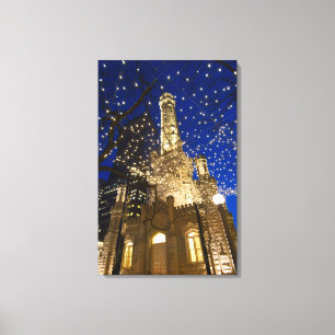 Chicago, Illinois, alter Wasserturm mit Feiertag Leinwanddruck