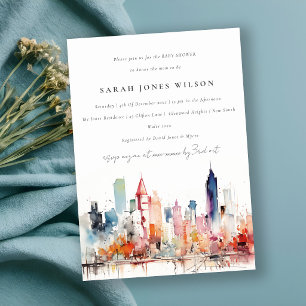 Chicago Illinois Aquarell-Landschaft Baby Shower Einladung