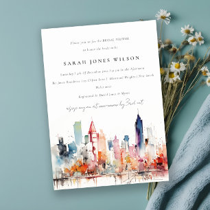 Chicago Illinois Aquarell-Landschaft Brautparty Einladung