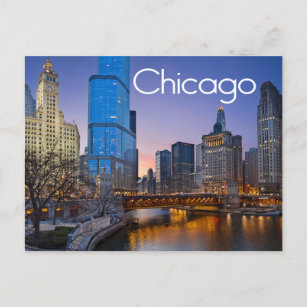 Chicago, Illinois at Night United Staaten Postkarte