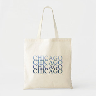 Chicago Illinois, Blue und Light Blue Tote Bag Tragetasche