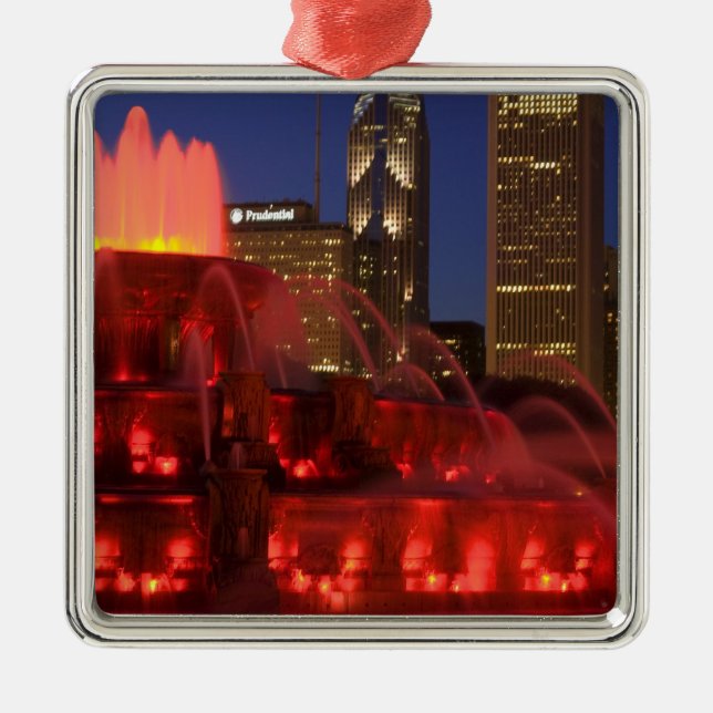 Chicago, Illinois, Buckingham Fountain Silbernes Ornament (Vorne)