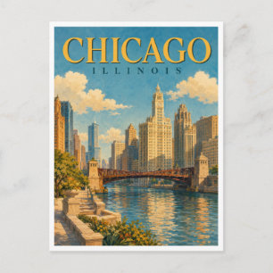 Chicago Illinois Chicago River GeoSaga Postkarte
