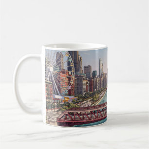 Chicago Illinois   Chicago River Skyline Souvenir Kaffeetasse