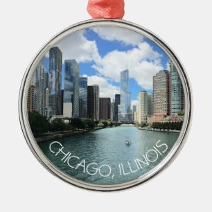 Chicago, Illinois Christmas Keepake Souvenir Ornament Aus Metall