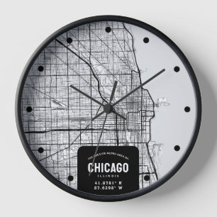Chicago, Illinois City Map Uhr