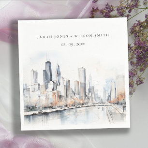 Chicago, Illinois City Scape Serviette