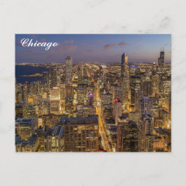 Chicago Illinois City Skyline bei Nacht Postkarte