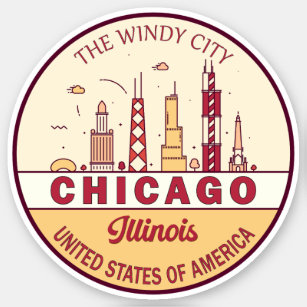 Chicago Illinois City Skyline Emblem Aufkleber
