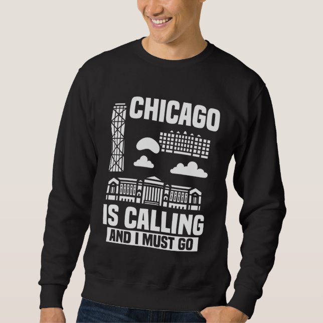 Chicago Illinois City Skyline Map Travel Sweatshirt (Vorderseite)