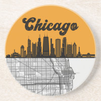 Chicago Illinois City Skyline mit Karte