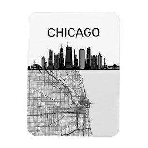 Chicago Illinois City Skyline mit Karte Magnet