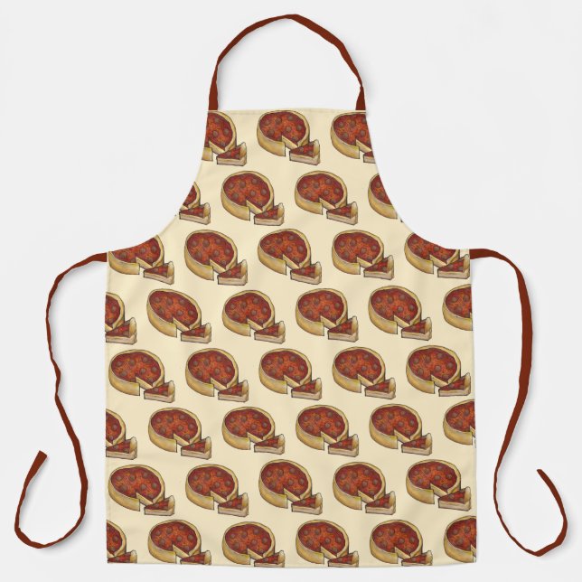 Chicago Illinois Deep Dish Pepperoni Pizza Schürze (Vorderseite)