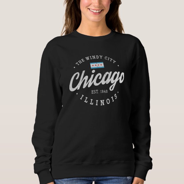 Chicago Illinois Flag T-Shirts Vintag Skyline Men  (Vorderseite)