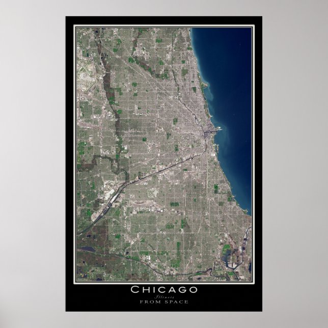 Chicago Illinois From Space Satellite Map Poster (Vorne)
