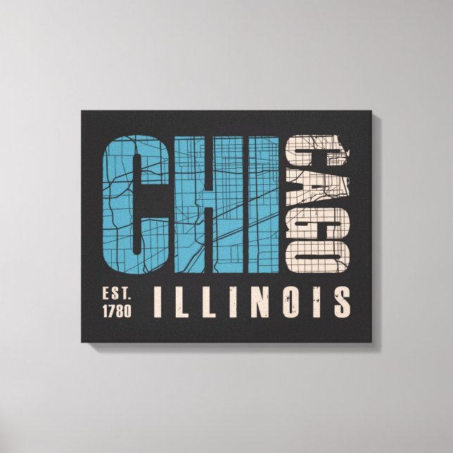 Chicago, Illinois | Grafikkarte Leinwanddruck (Vorderseite)