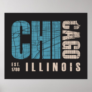 Chicago, Illinois Grafikkarte Poster