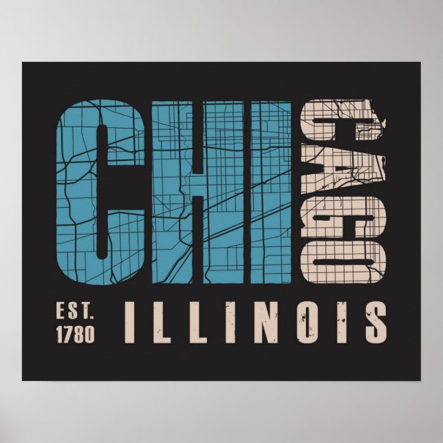 Chicago, Illinois | Grafikkarte Poster (Vorne)