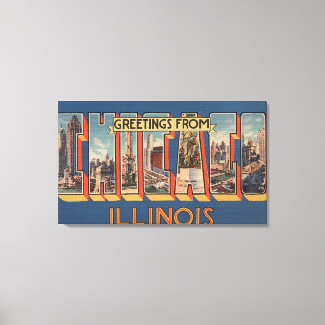 Chicago, Illinois - Große Buchstabenszenen Leinwanddruck (Vorderseite)