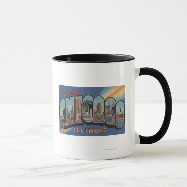 Chicago, Illinois - Große Buchstabenszenen Tasse (Rechts)