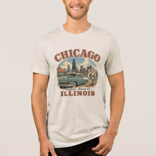 Chicago Illinois Historische Route 66 Vintage-Skyl Tri-Blend Shirt