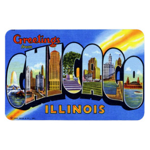 Chicago Illinois IL Großbuchstabe Postkartenmagnet Magnet