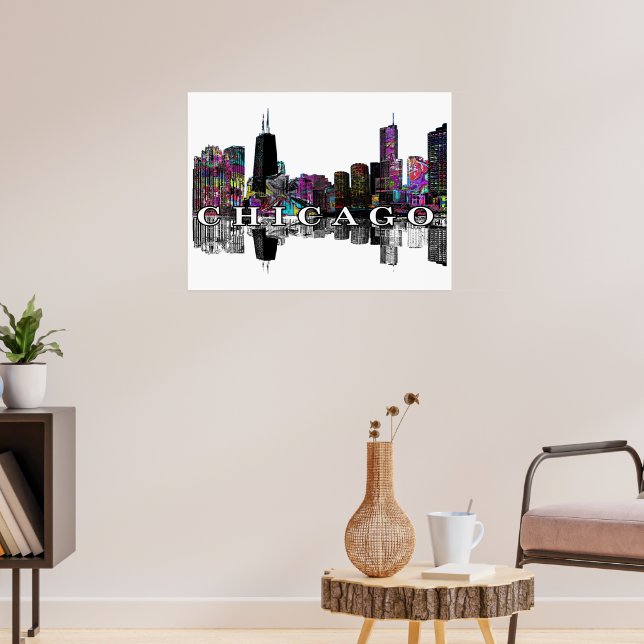 Chicago, Illinois in Graffiti Poster (Wohnzimmer 3)