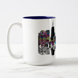 Chicago, Illinois in Graffiti Zweifarbige Tasse