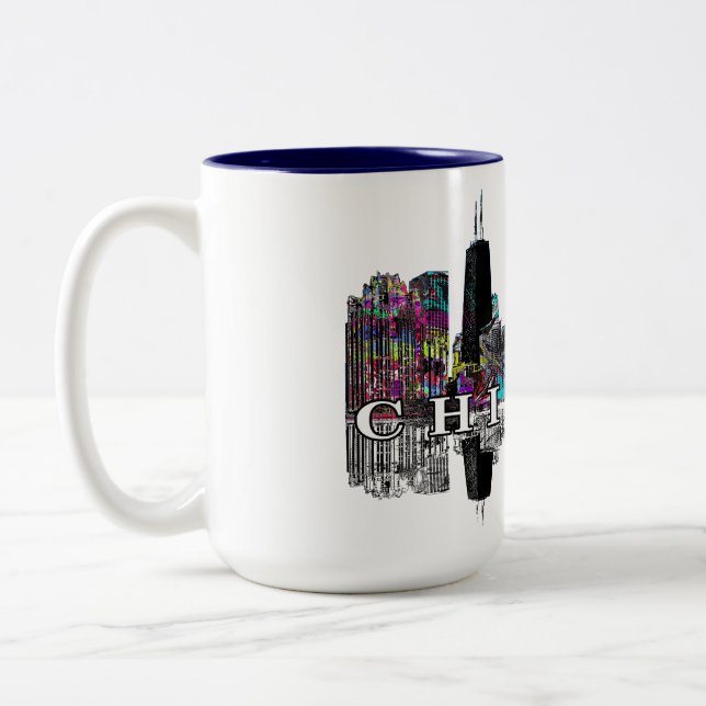 Chicago, Illinois in Graffiti Zweifarbige Tasse (Links)