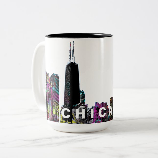 Chicago, Illinois in Graffiti Zweifarbige Tasse (Vorderseite Links)