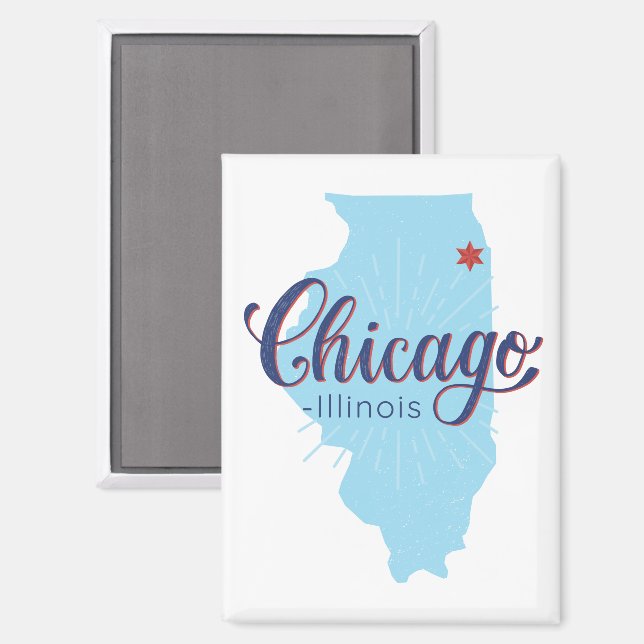 Chicago Illinois Karte Magnet (Vorderseite/Rückseite)