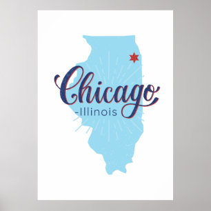 Chicago Illinois Karte Poster