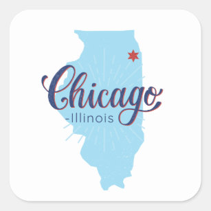 Chicago Illinois Karte Quadratischer Aufkleber