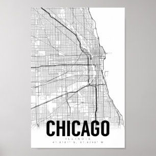 Chicago Illinois Minimalistisch Map Art Poster