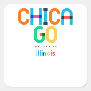 Chicago Illinois Mitte des Jahrhunderts, Pop-Art, Quadratischer Aufkleber